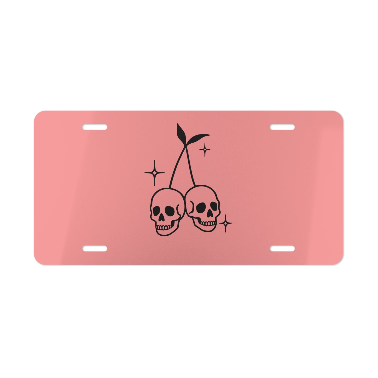 Pink Cherry Skulls License Plate