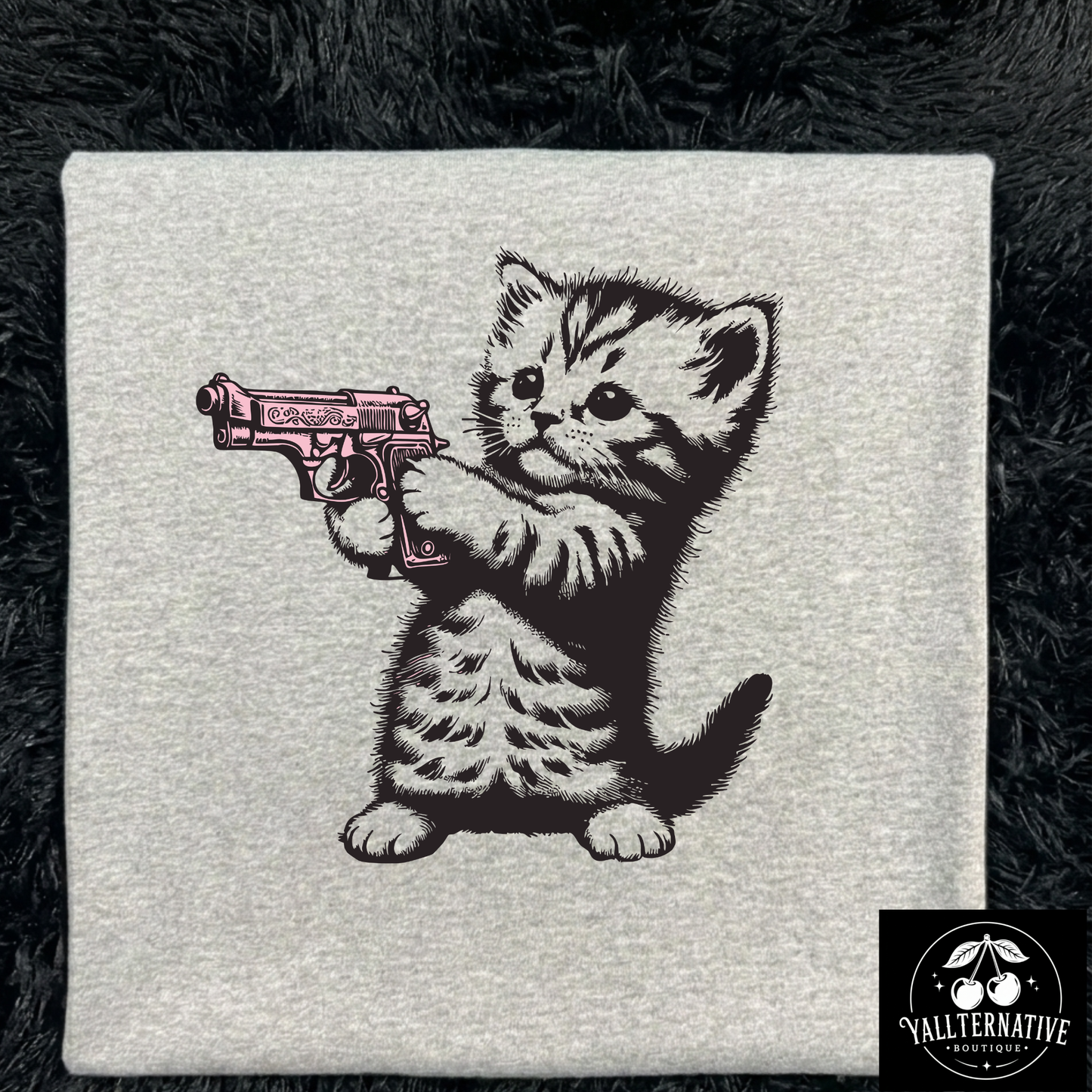 Kitten with Toy Gun Tee