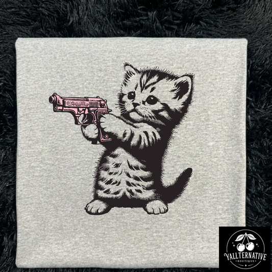 Kitten with Toy Gun Tee