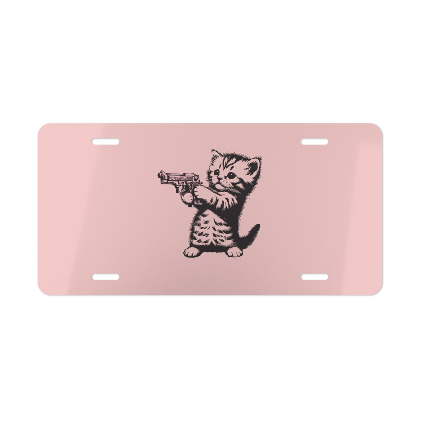 Pink Kitty With Gun License Plate