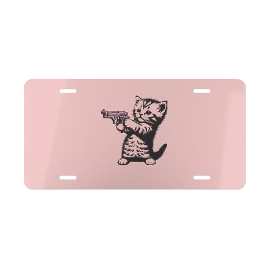 Pink Kitty With Gun License Plate